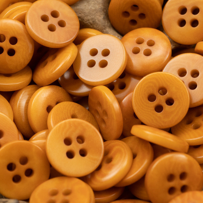 11.5/12.5mm Flat Four-Hole Orange and Gray Fruit Buttons 10pcs Orange