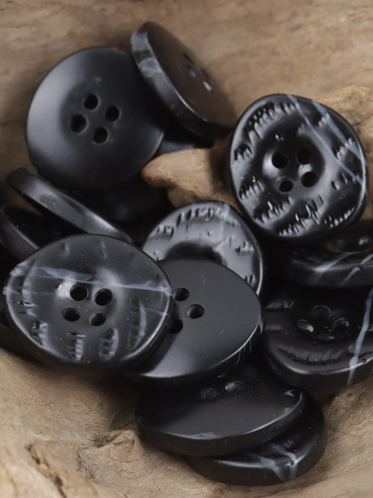 25mm Irregular Coffee Resin Button with Uneven Surface 10pcs Black