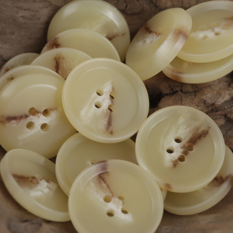 15-28mm Light Yellow Round Four-Hole Resin Flat Button 20pcs Khaki