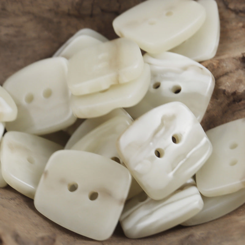 27mm Trapezoidal Uneven Surface Brown Two-Hole Resin Button 10pcs Beige