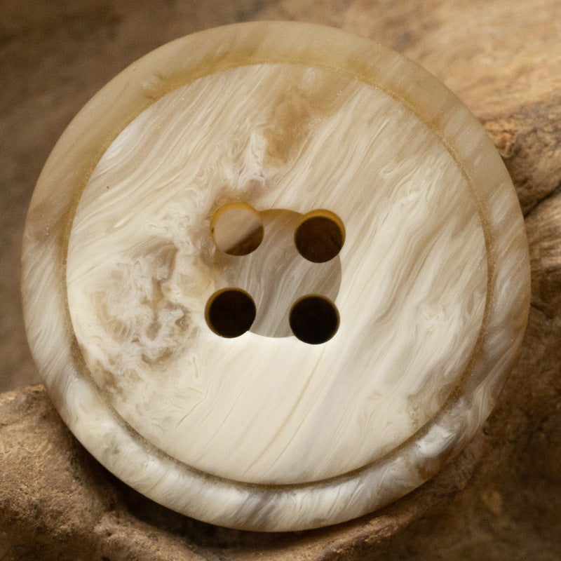 Wood Grain Resin Buttons Phoenix Groove Design for Linen Shirts 30pcs Khaki