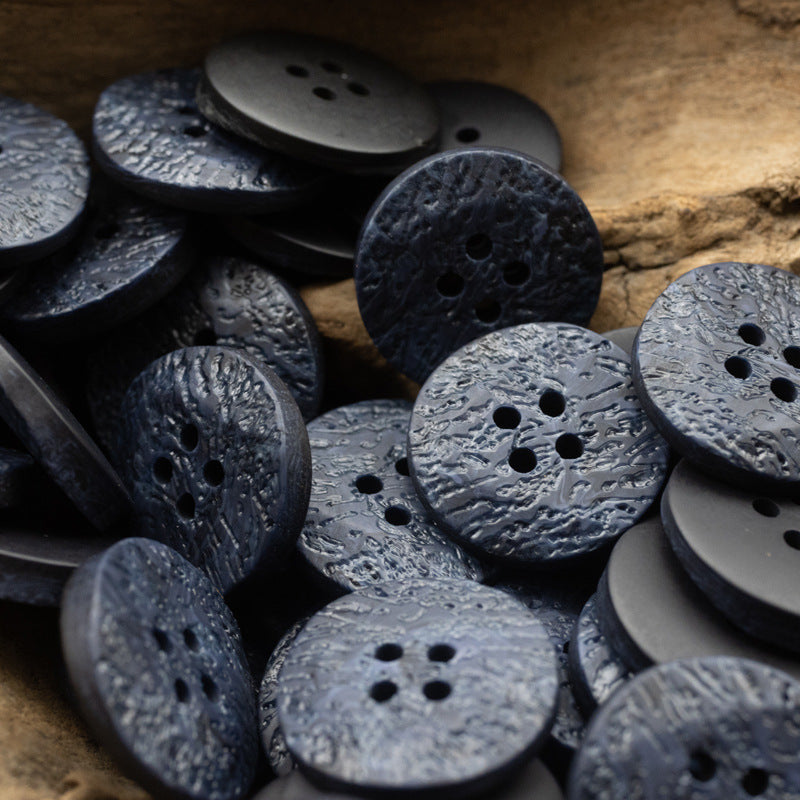 Fashion Resin Flat Coat Buttons with Irregular Texture 10pcs Blue