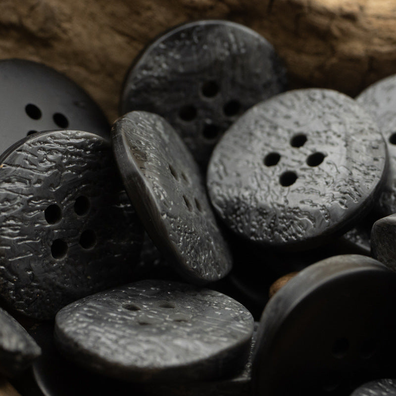 Fashion Resin Flat Coat Buttons with Irregular Texture 10pcs Black
