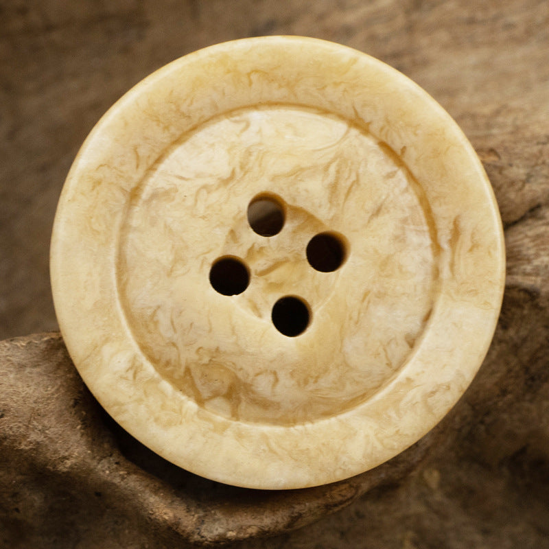Wide-Brim Marble Texture Milky Coffee-Colored Resin Buttons 20pcs
