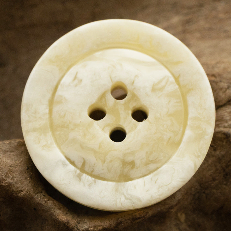 Wide-Brim Marble Texture Milky Coffee-Colored Resin Buttons 20pcs