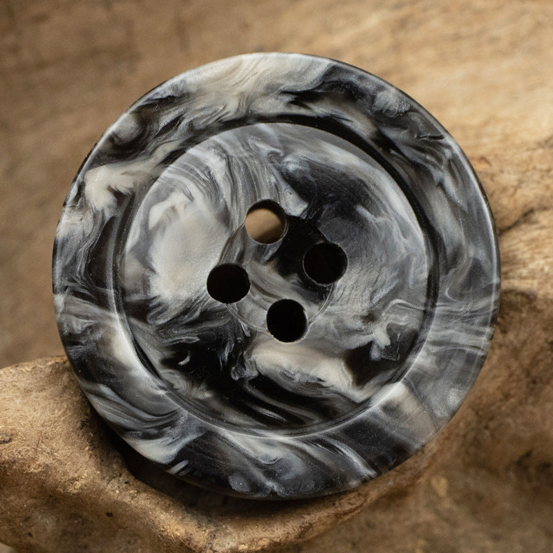 Wide-Brim Marble Texture Milky Coffee-Colored Resin Buttons 20pcs