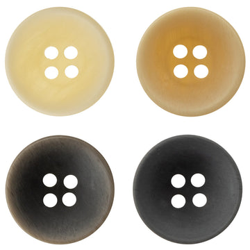11.5mm Matte Bowl-Shaped Light Yellow Black Resin Buttons 40 Pack