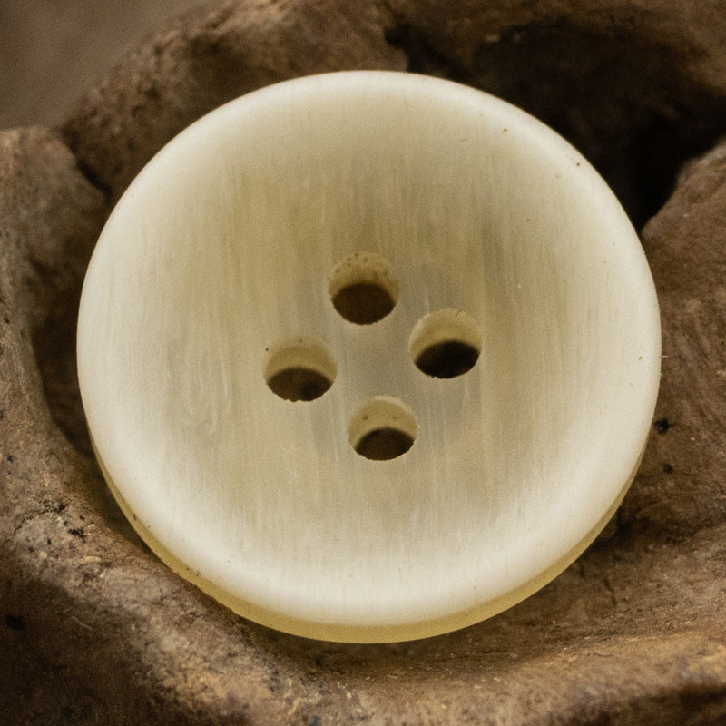11.5mm Matte Bowl-Shaped Light Yellow Black Resin Buttons 40 Pack