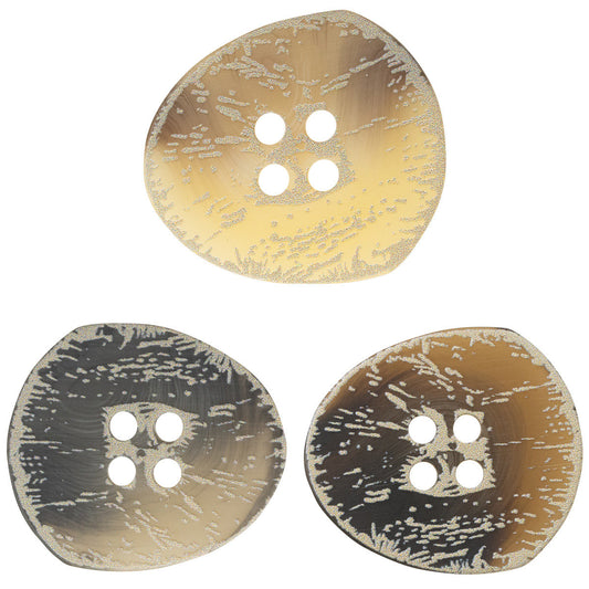Irregular Triangular Distressed Frosted Floral Four-Hole Resin Button 30 Pack