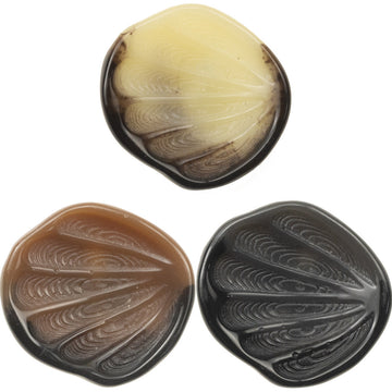 21-34mm Fan-Shaped Resin Shank Buttons with Feather Texture 10pcs