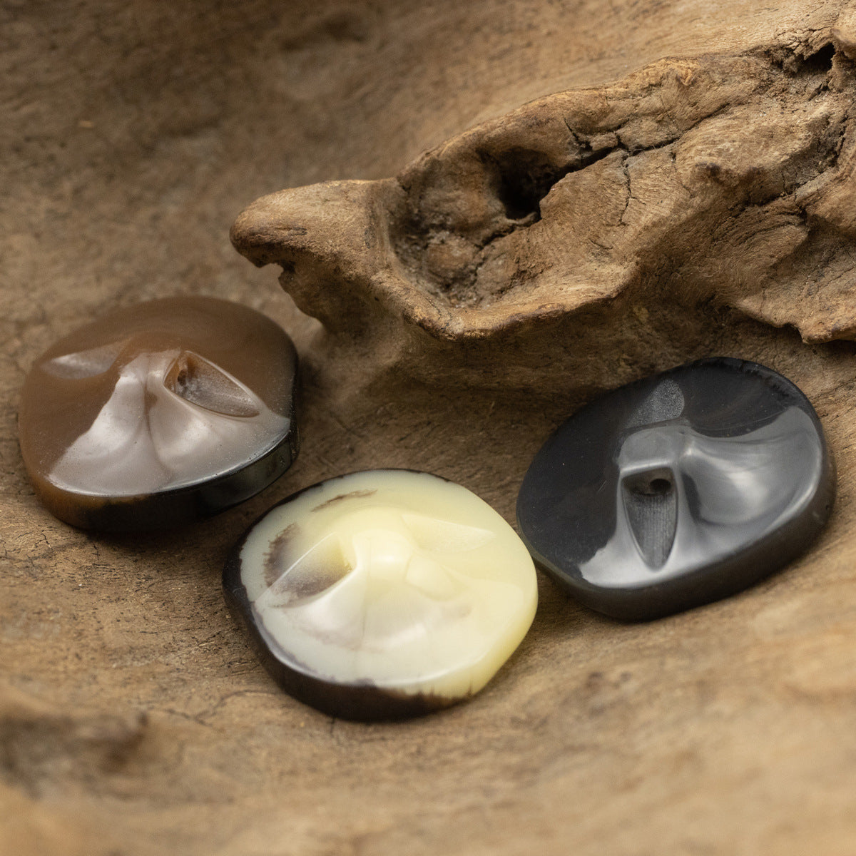 21-34mm Fan-Shaped Resin Shank Buttons with Feather Texture 10pcs