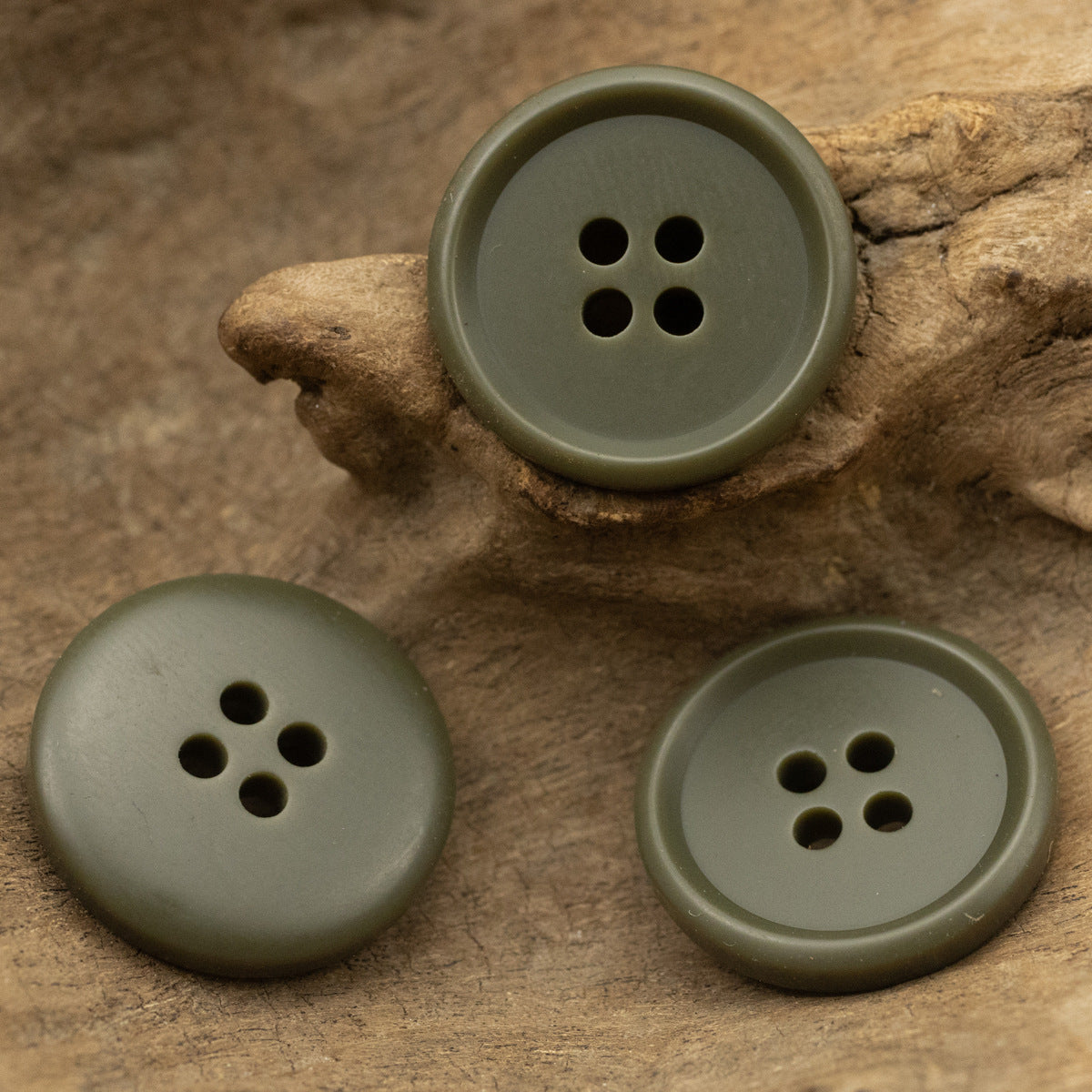 Round 4 Hole Matte Army Green Military Resin Buttons,20pcs