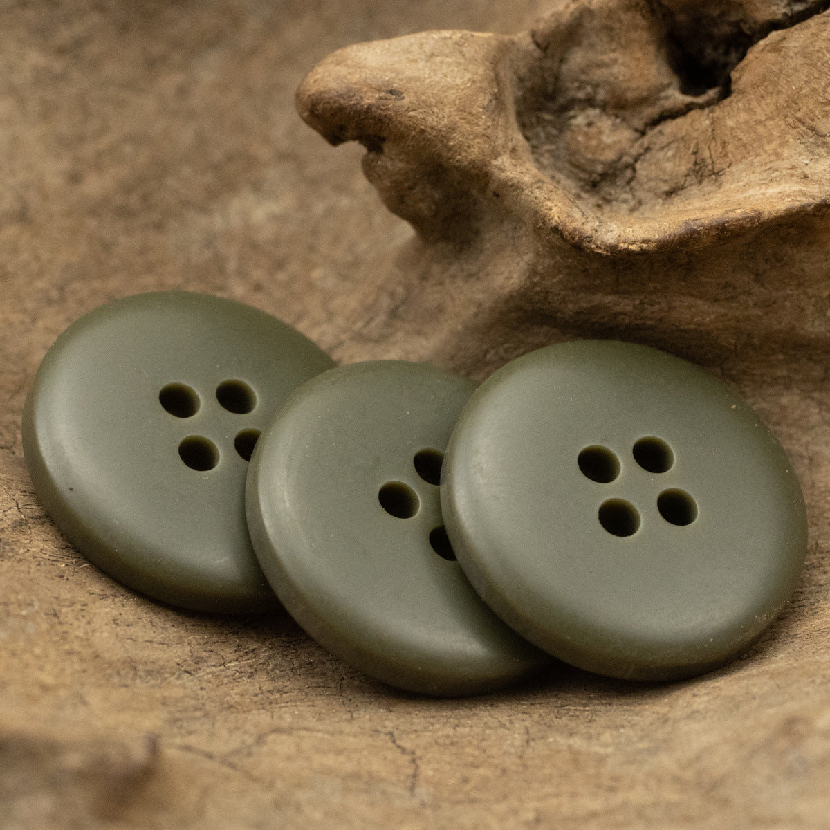 Round 4 Hole Matte Army Green Military Resin Buttons,20pcs