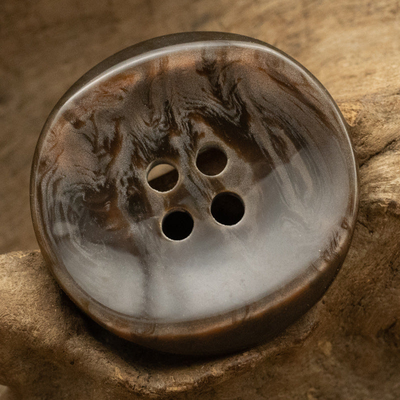 25mm Curved Four-Hole Imitation Shell Black Brown White Resin Buttons 10pcs Brown