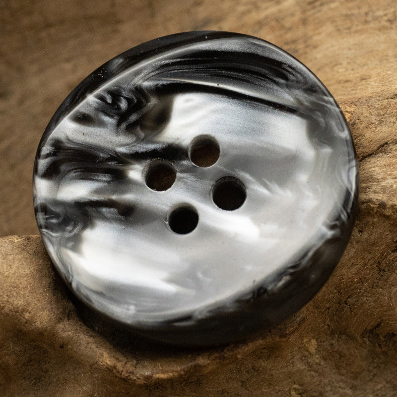 25mm Curved Four-Hole Imitation Shell Black Brown White Resin Buttons 10pcs Black