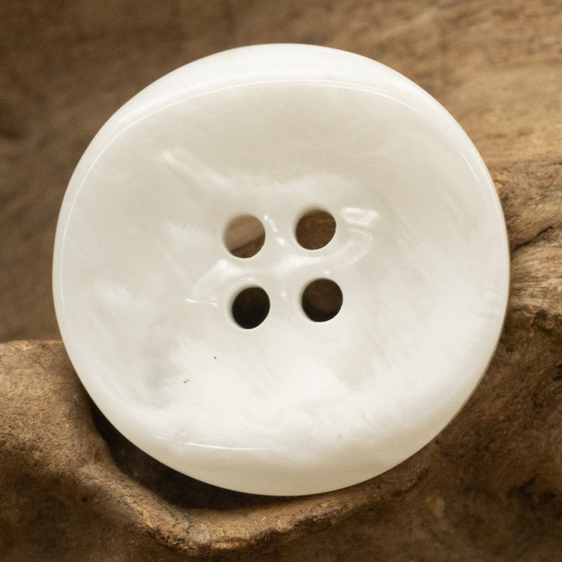 25mm Curved Four-Hole Imitation Shell Black Brown White Resin Buttons 10pcs White