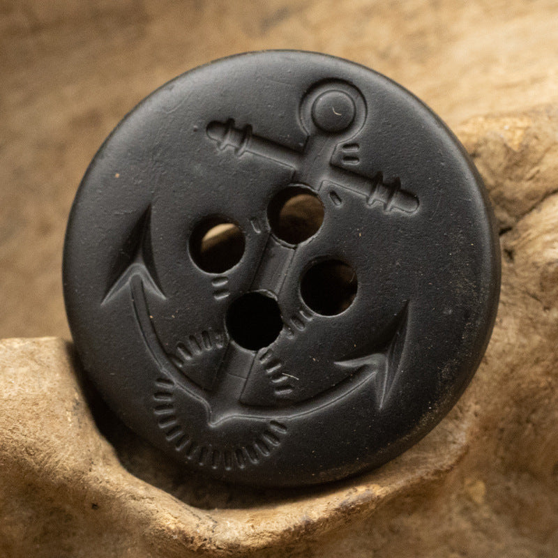 Matte Glossy Black Anchor Pattern Resin Buttons for Sailor Coats 30pcs Matte Black