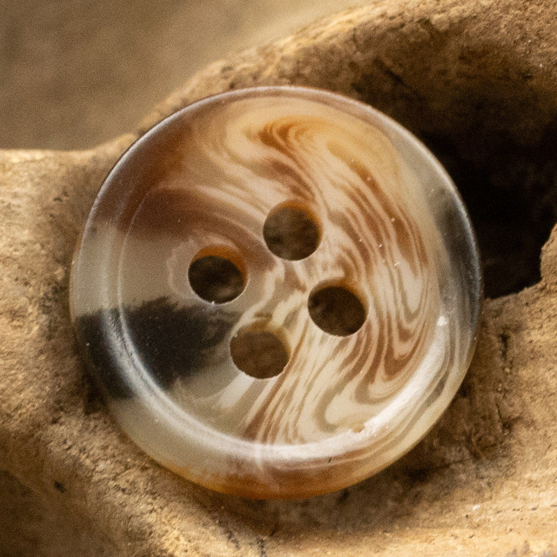 11.5mm Round 4-Hole Resin Buttons for Hawaiian Beach Shirt 50pcs Coffee