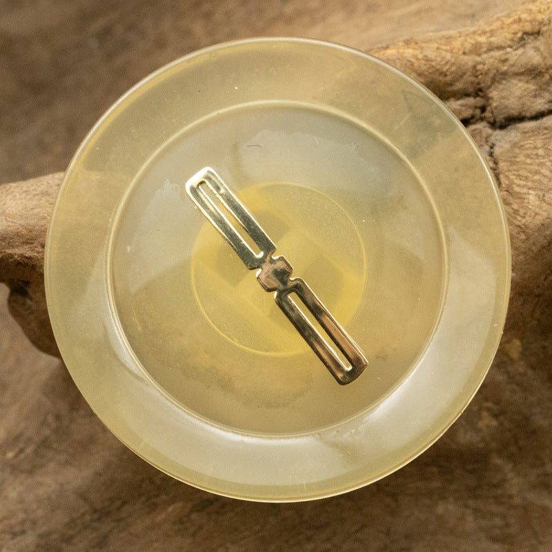 Luxurious Translucent Resin Buttons with Gold Foil 10pcs Light Yellow