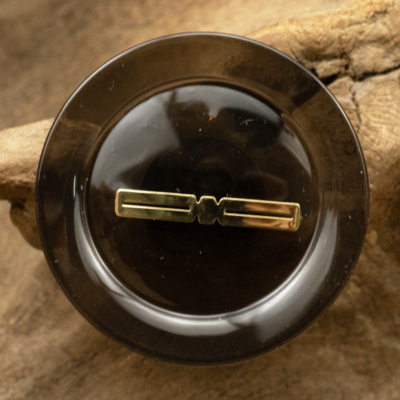 Luxurious Translucent Resin Buttons with Gold Foil 10pcs Black