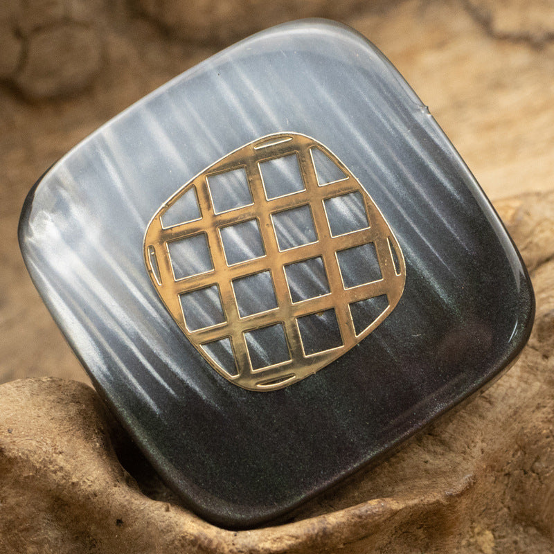 Square Champagne Gold-Foil Resin Buttons for Cashmere Coat 10pcs Black