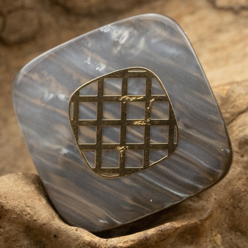 Square Champagne Gold-Foil Resin Buttons for Cashmere Coat 10pcs Coffee
