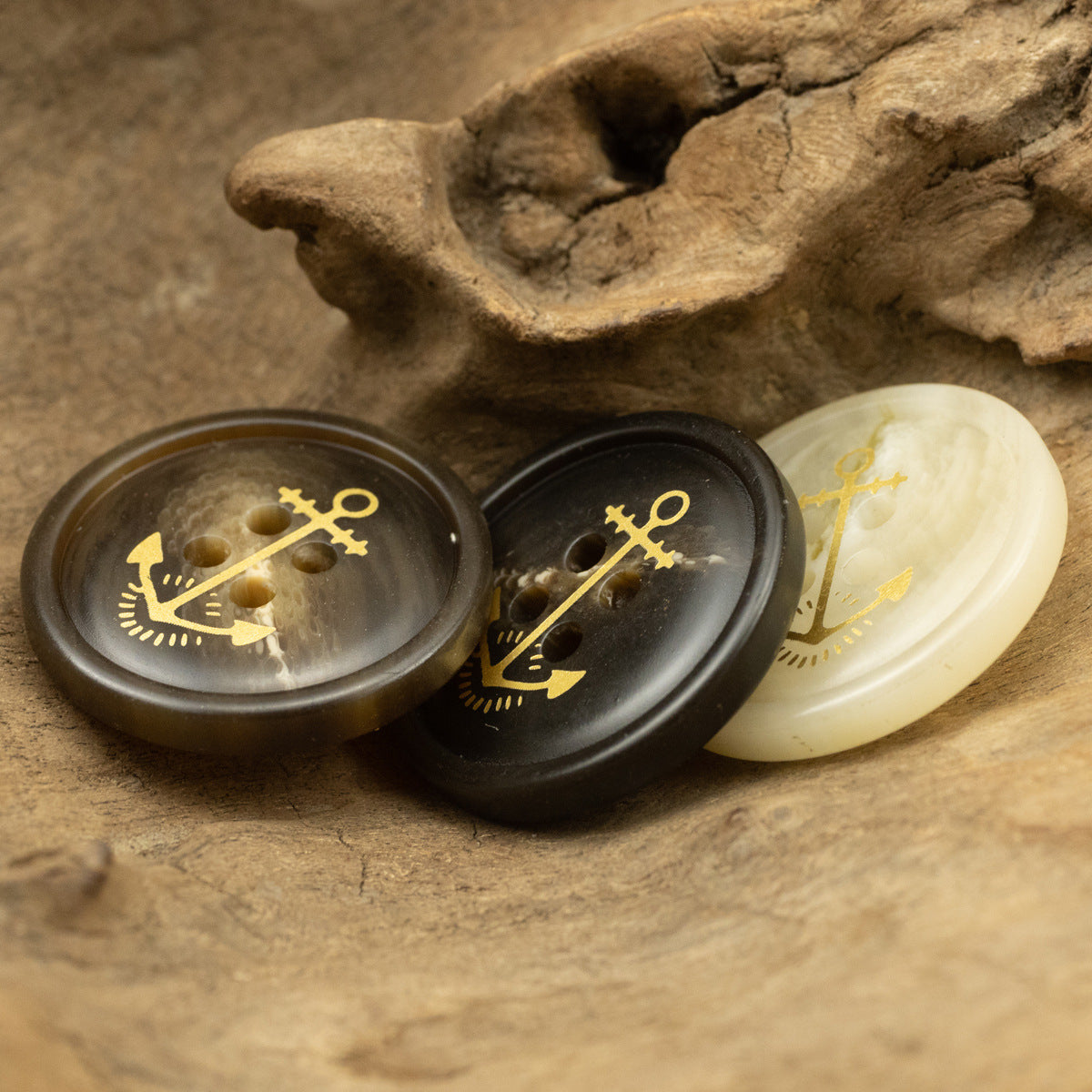 Golden Anchor Pattern Resin Buttons for Sailor Style Jackets 30 Pack