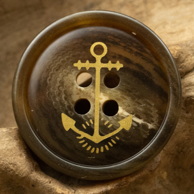 Golden Anchor Pattern Resin Buttons for Sailor Style Jackets 30 Pack