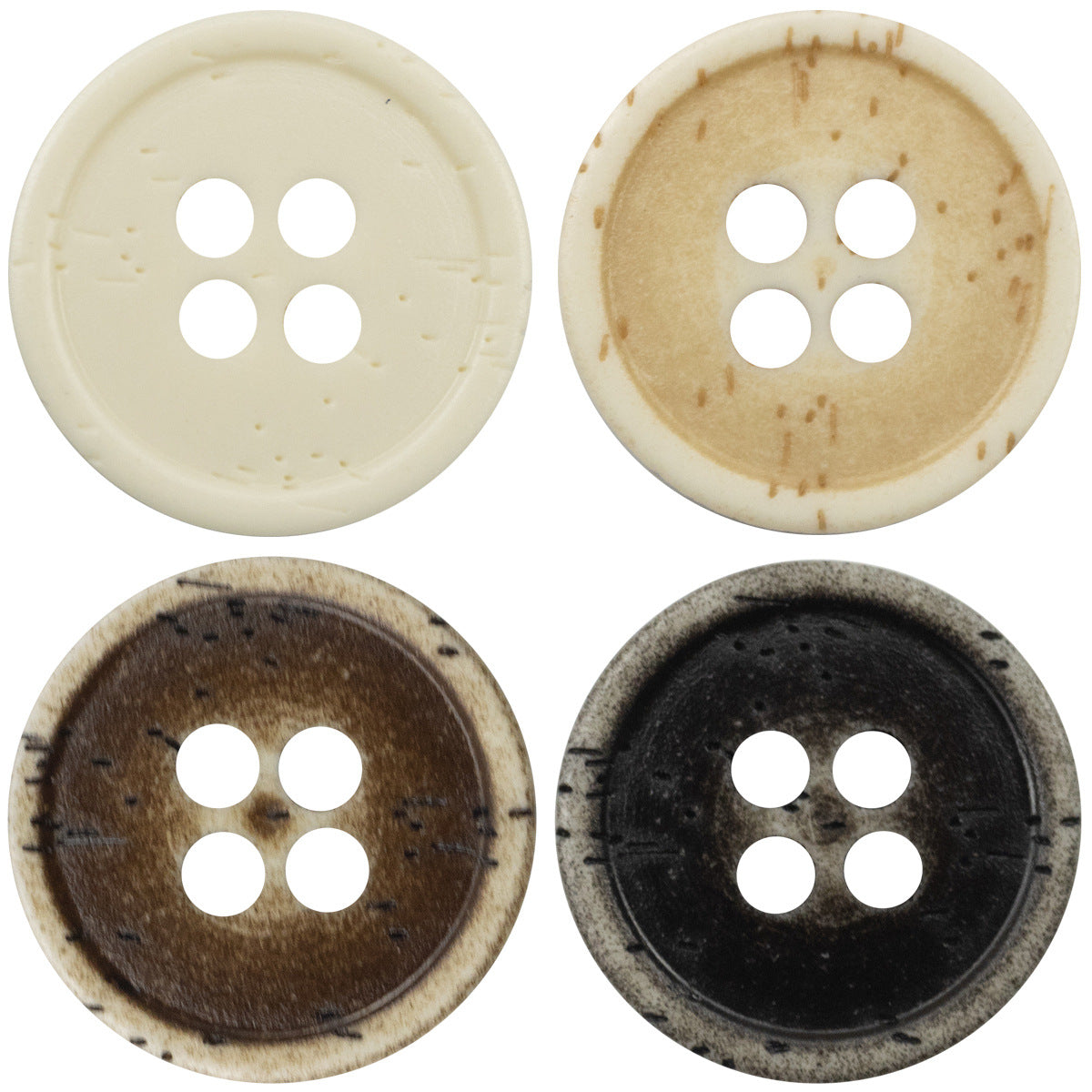 Imitation Bone Grain Distressed Resin Buttons for Denim Shirts 40 Pack