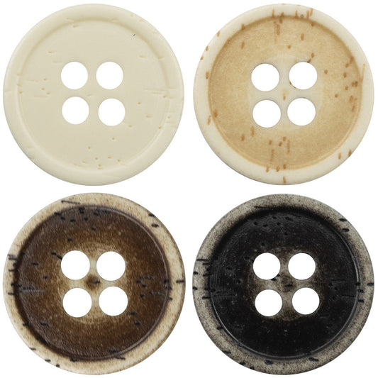 Imitation Bone Grain Distressed Resin Buttons for Denim Shirts 40 Pack