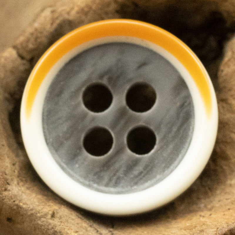 11.5MM Yellow-White and Lake Blue Two-Tone Resin Buttons 40 Pack