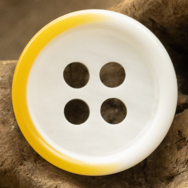 11.5MM Yellow-White and Lake Blue Two-Tone Resin Buttons 40 Pack