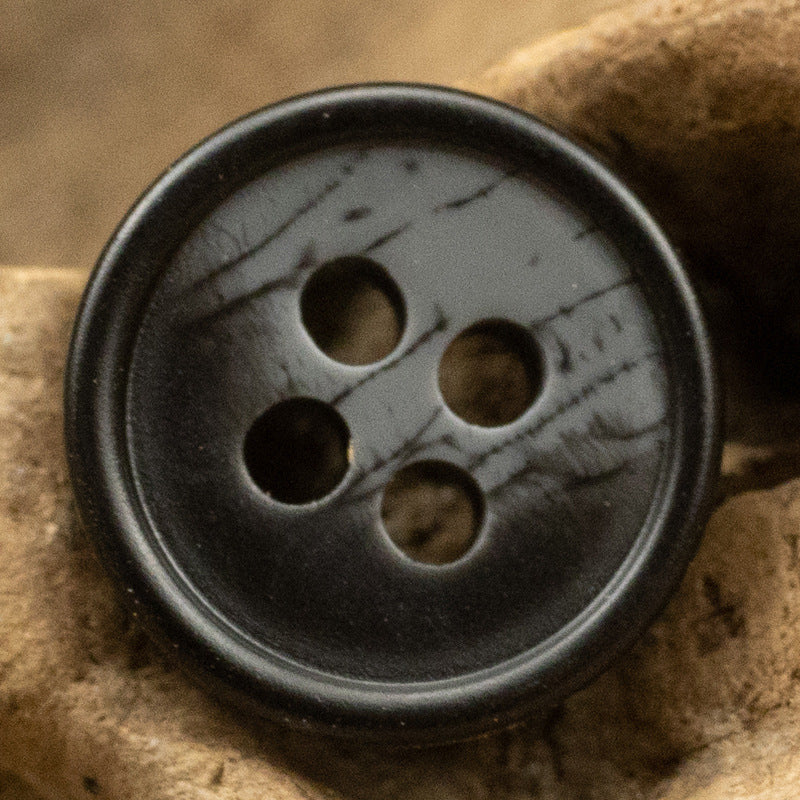 11.5mm Simple Printed Resin Buttons for Retro Denim Shirts 50pcs Black