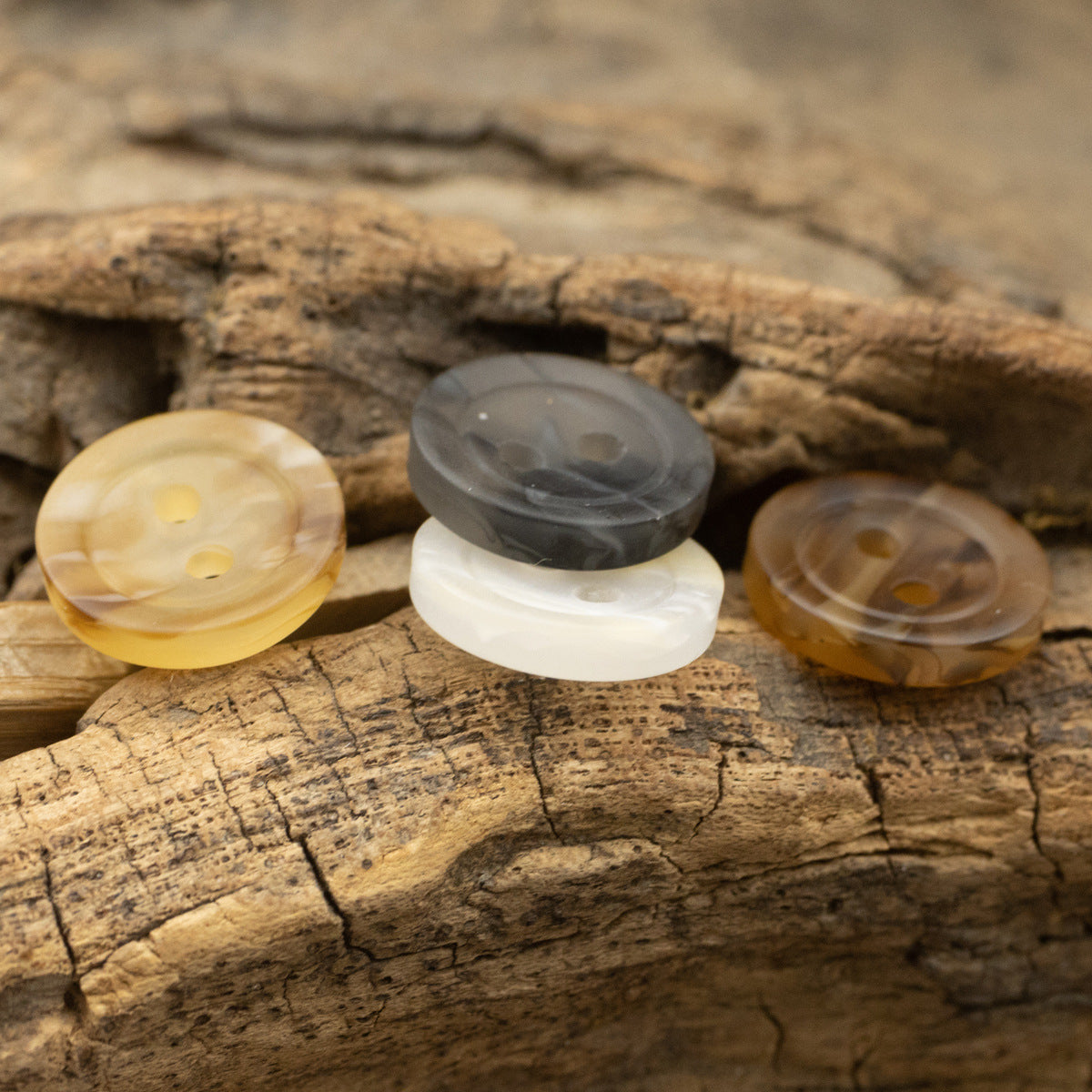 11.5mm 2-Hole Resin Buttons for Retro Spring Summer Shirt 40pcs