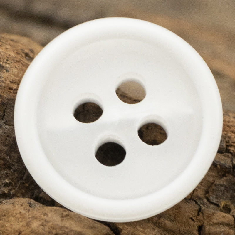 11.5mm Round Resin Buttons for White Business Shirts 40 Pack