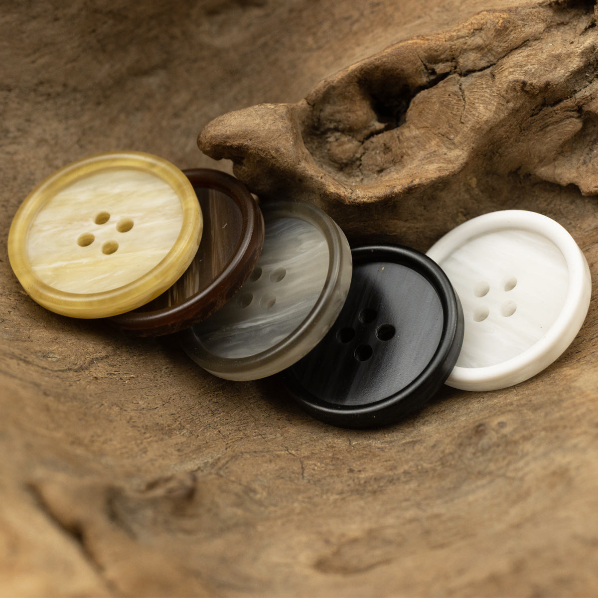 Gray Black Wood Grain Resin Buttons for Casual Pants 50 Pack