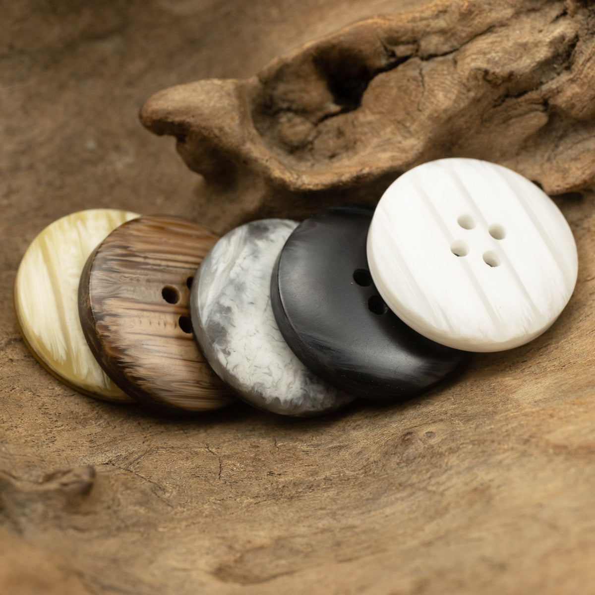 Gray Black Wood Grain Resin Buttons for Casual Pants 50 Pack