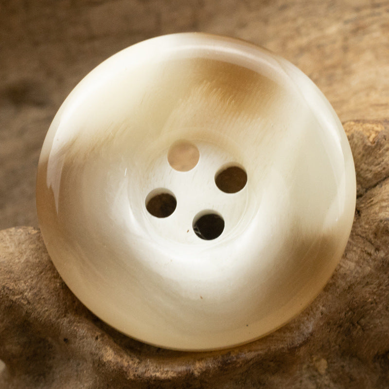 Shiny Coffee Resin Four-Hole Buttons for Knit Sweaters 30PCS Beige