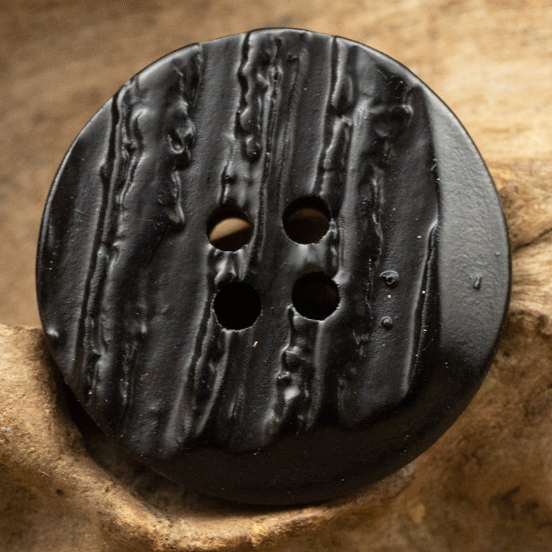 Irregular Resin Buttons with Imitated Tree Bark Texture,20pcs Black