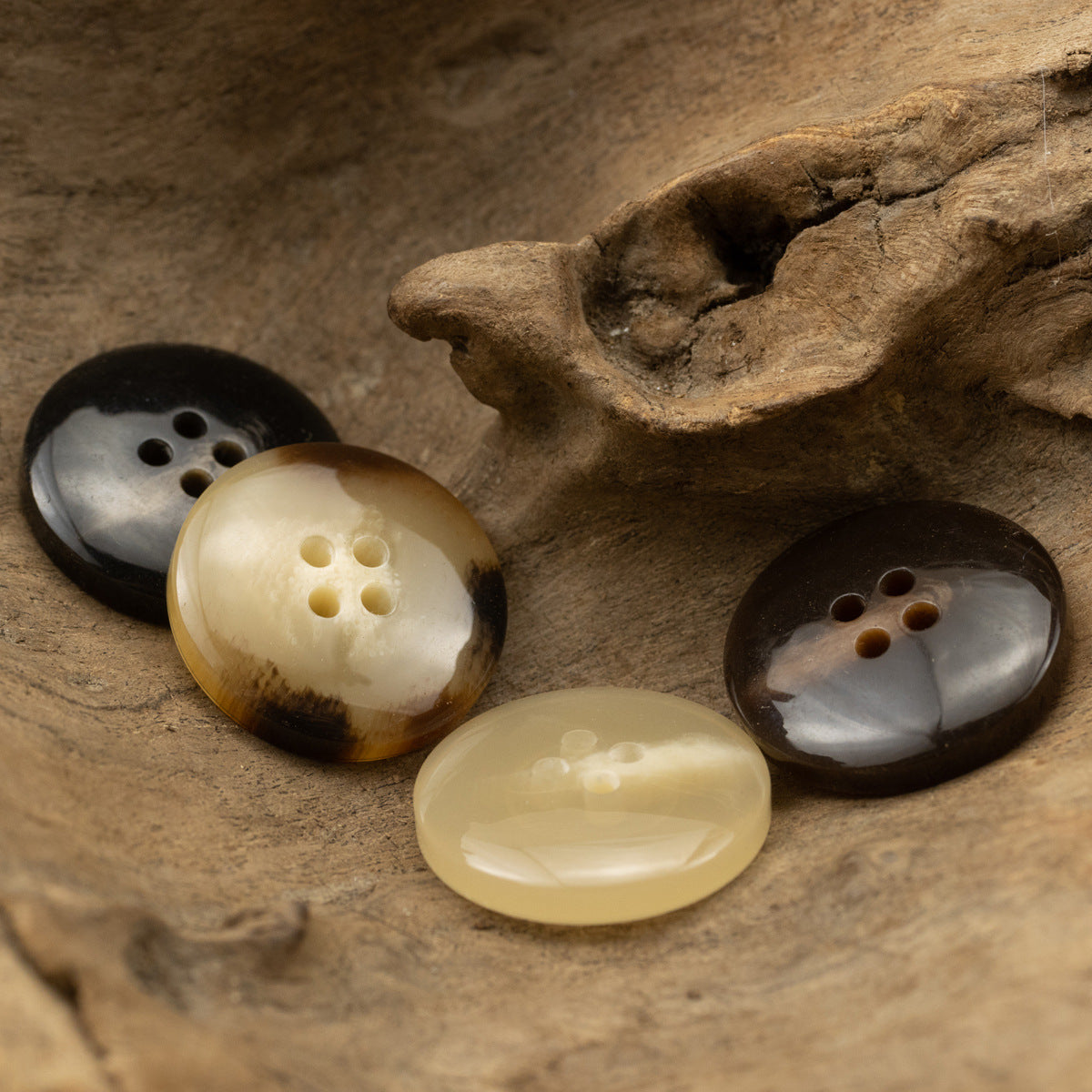 Imitation Yellow Cattle Horn Camel Color Coat Resin Buttons 20pcs