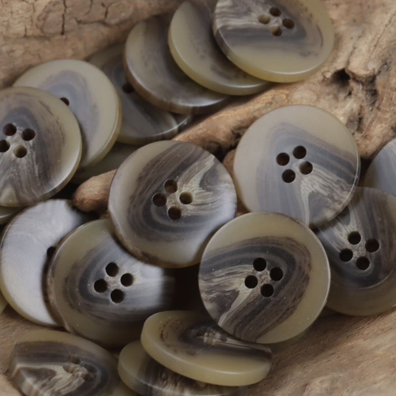 Khaki Brown V-Shaped Beach Pattern Resin Button for Casual Trousers 30pcs Brown