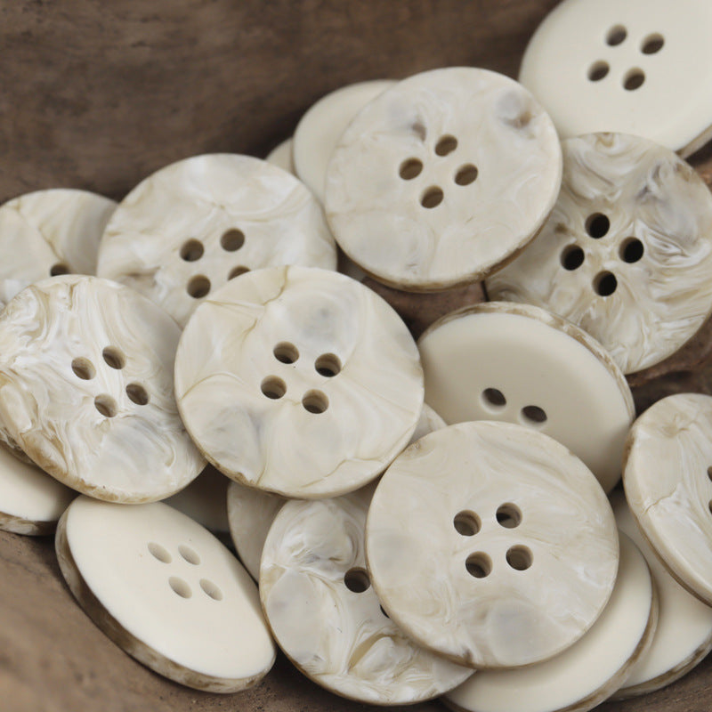 15-28mm Matte Beige Black Gray Marble Texture Resin Buttons 30pcs Beige