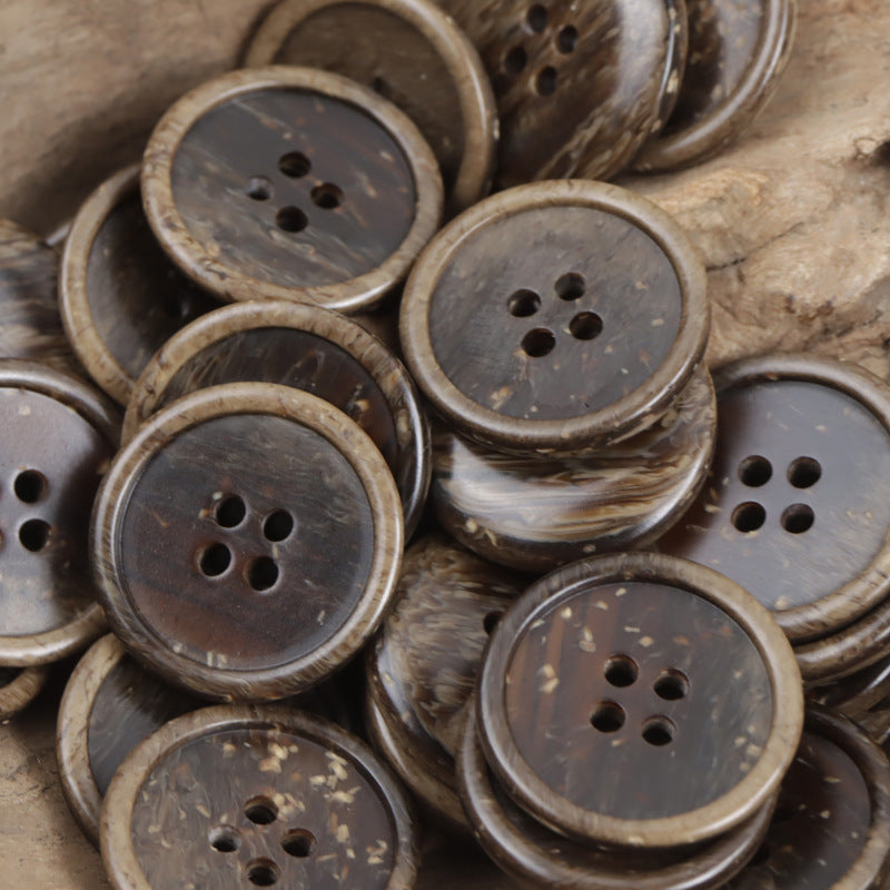 Wood Chip Texture 4 Hole Resin Button for Casual Pants 40 Pack