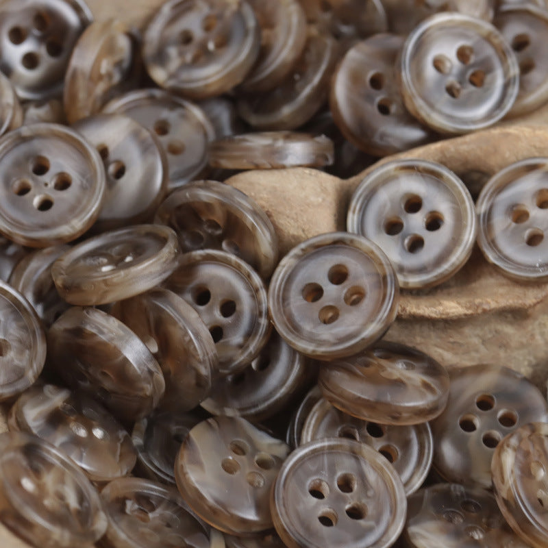 11.5/12.5mm Floral Brown Resin Buttons for Beach Shirts Dresses 40 Pack