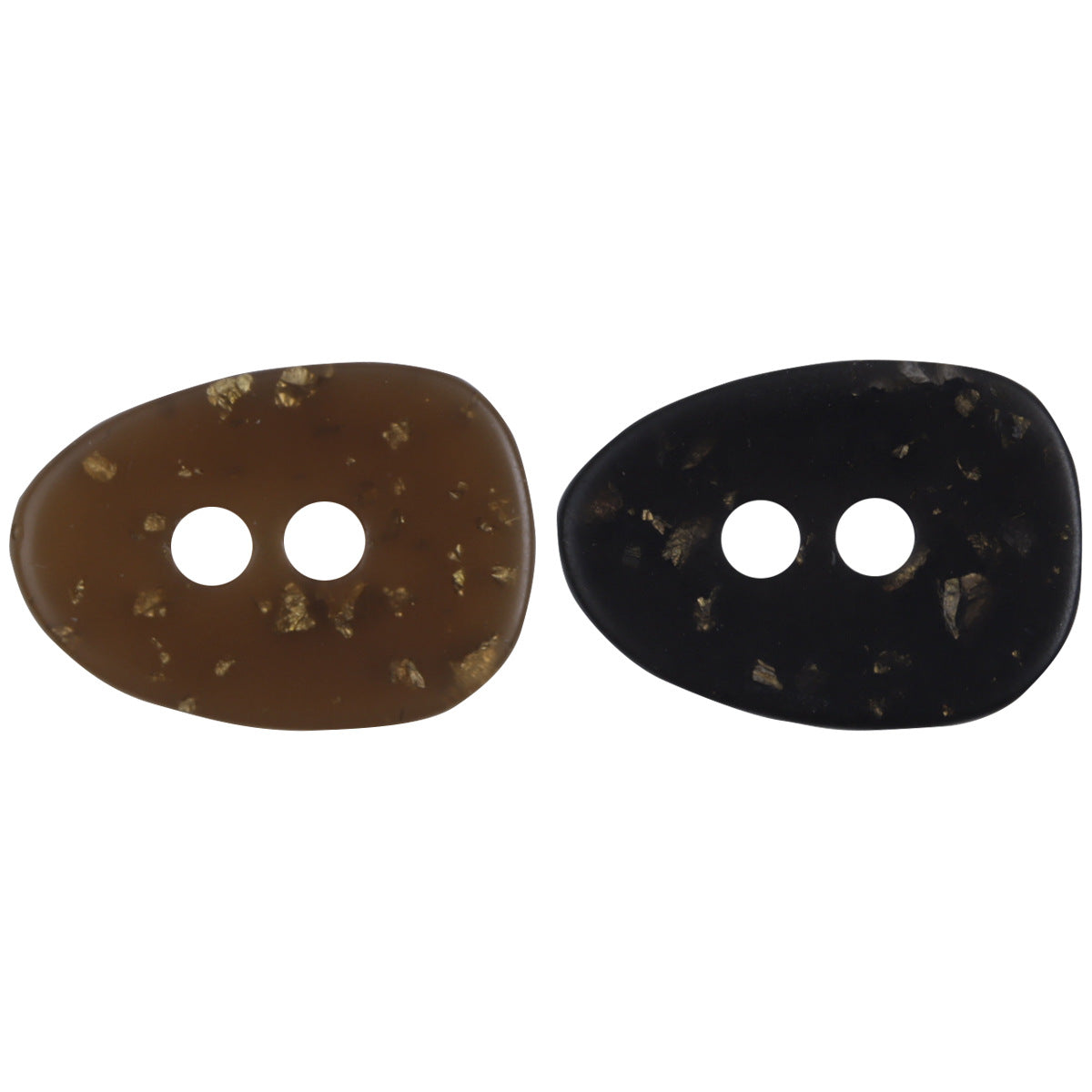 Oval Brown Resin Buttons Gold Foil Texture Earthy Tone 30PCS