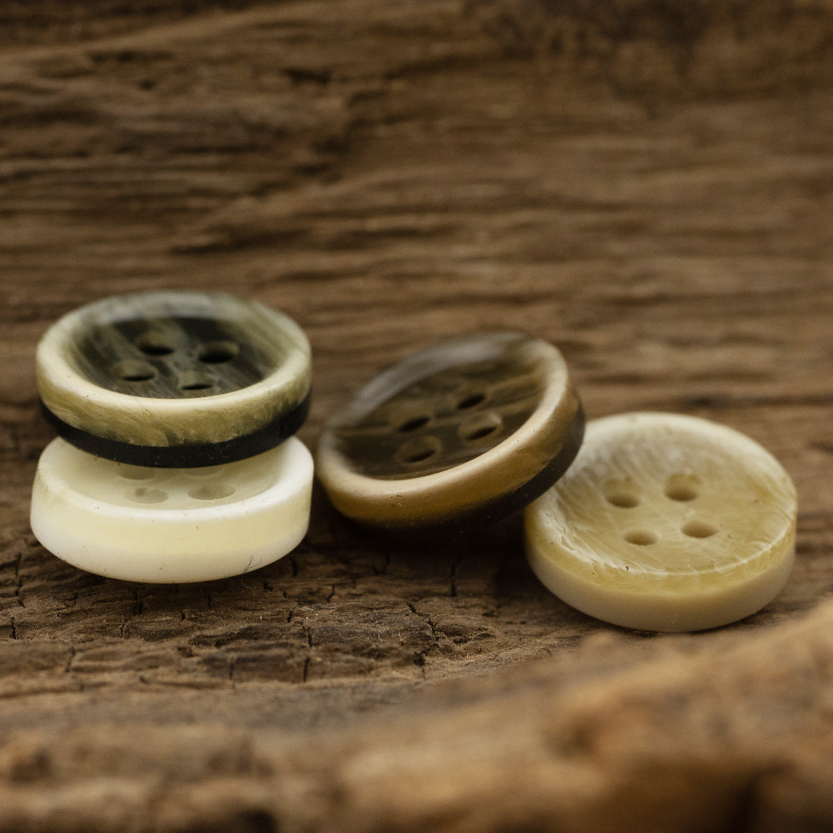 10-11.5MM Dark Khaki Black Textured Resin Shirt Buttons 40 Pack