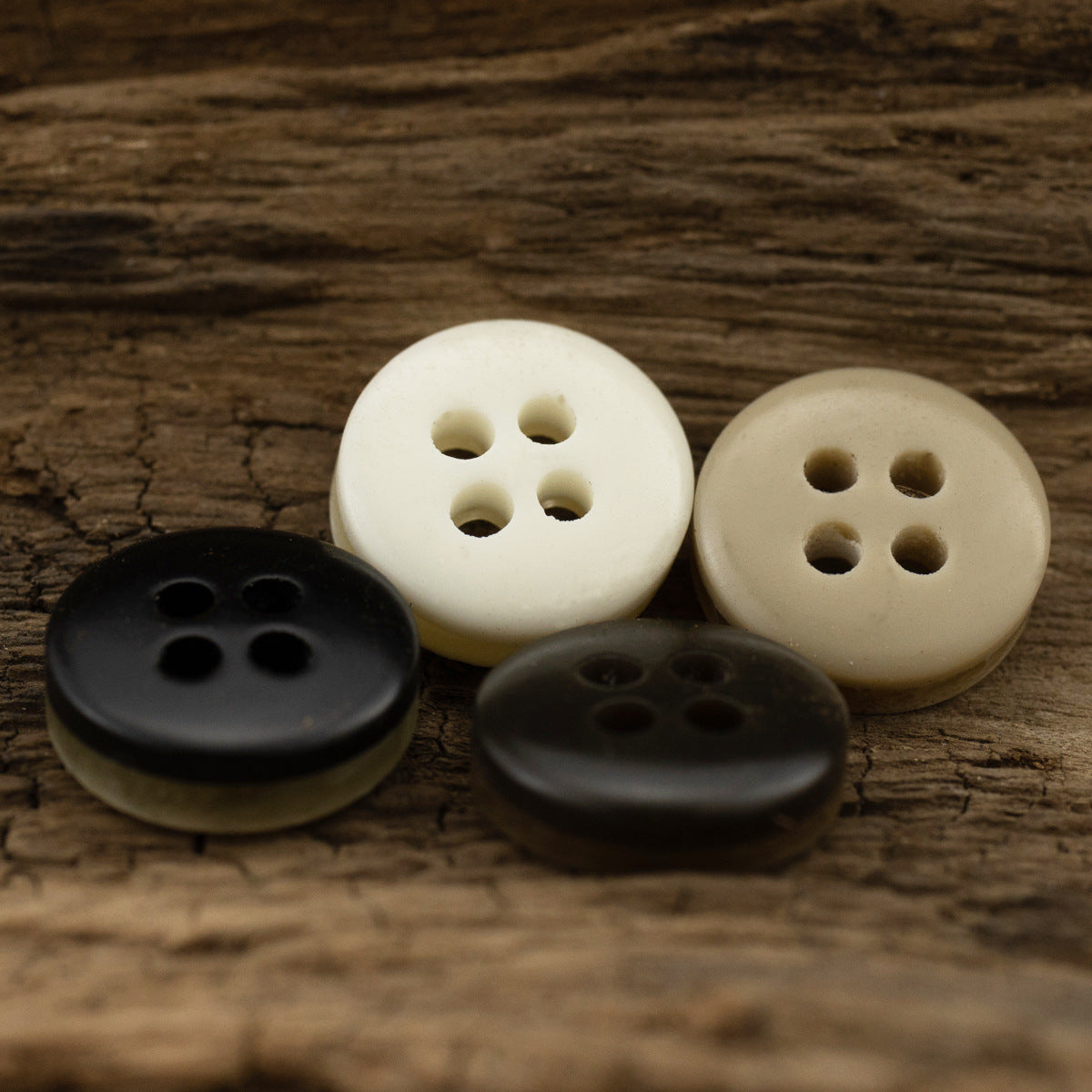 10-11.5MM Dark Khaki Black Textured Resin Shirt Buttons 40 Pack