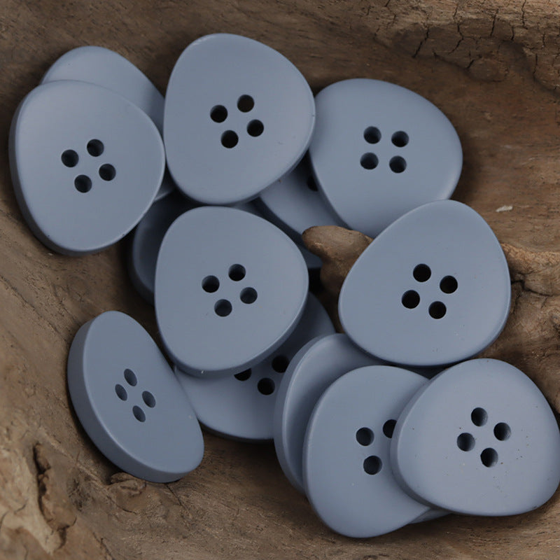 Irregular Triangular Soft-Colored 4-Hole Resin Buttons,30pcs Blue