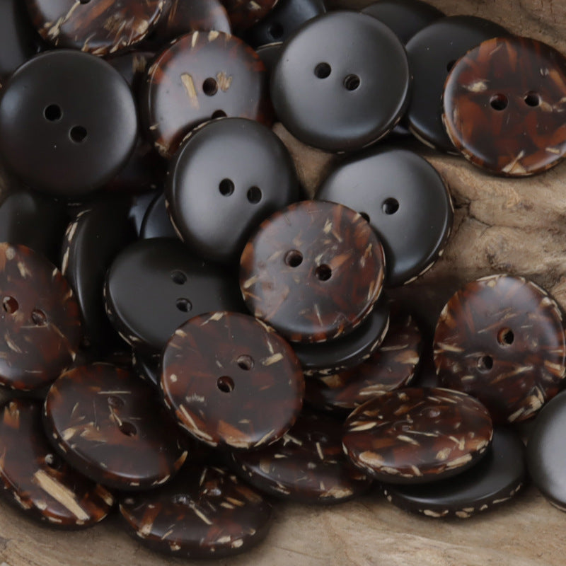 Amber Bicolor Circular 2-Hole Resin Buttons 40pcs Red Coffee