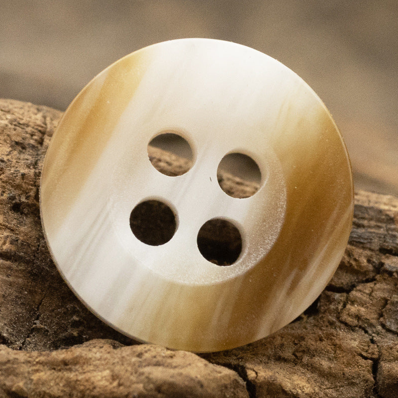 11.5mm Wood Grain Resin Buttons for Pure Linen Shirts Zen Clothing - 50pcs Khaki